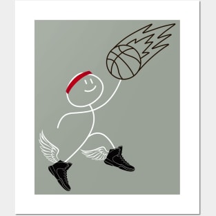 Funny Retro Basketball Player Posters and Art